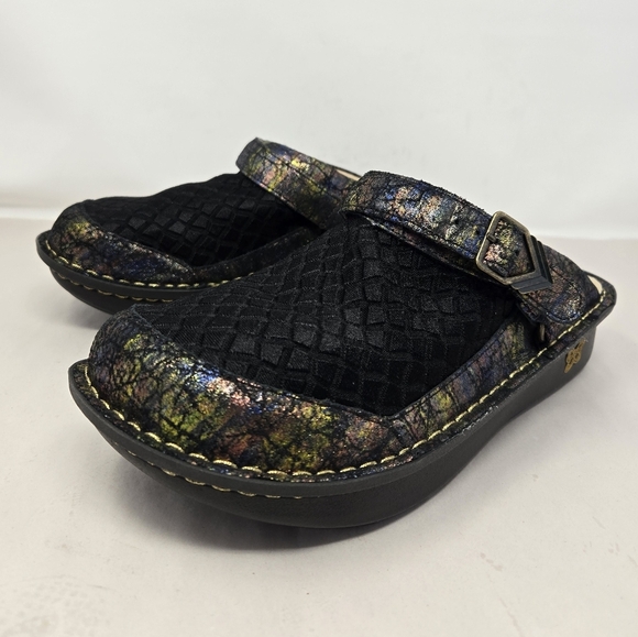 Alegria Seville Sierra Clog Sz 40=9.5 to 10 Colorful Leather & Fabric Upper - Picture 4 of 14